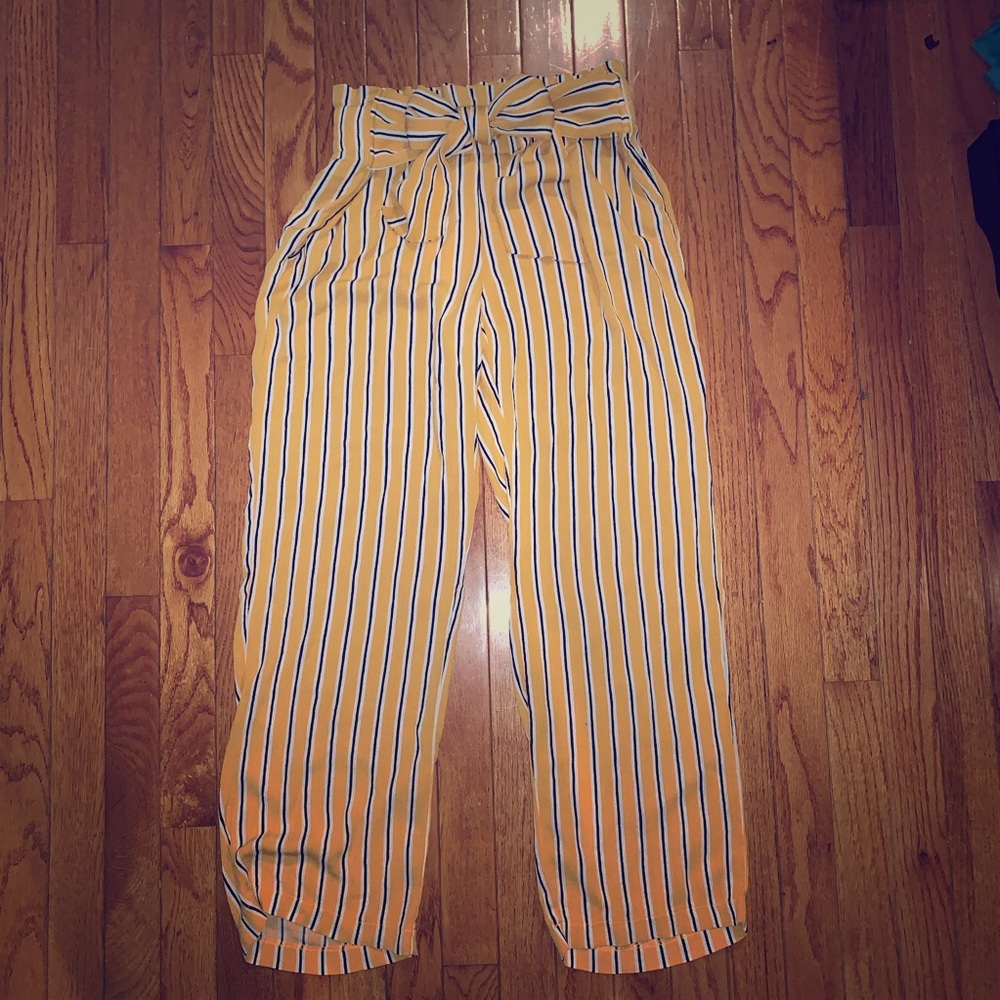 Linda Mathews Yellow High Waisted Sash Tie Pant